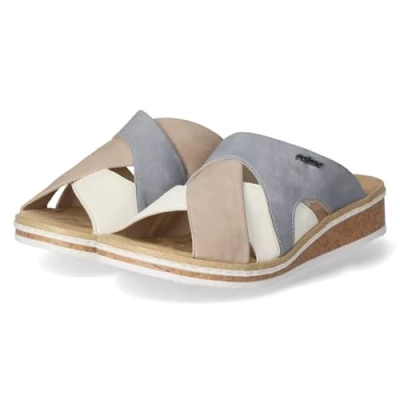 Abbildung von Rieker Pantolette flach, Damen, Größe: 38, Nude offwhite blue Schuhe