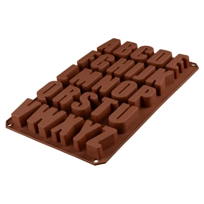 Abbildung von 2 Silikonform Alphabet braun 33,5x22,5x2,5cm Silikon Form Backen, Seife &amp; mehr Backform