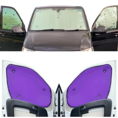 Abbildung von Fensterrollo Set Kombatibel Mit Iveco Daily (2014 Date)(Frontset) Rückseite einfärben Lila, Reversibel und Thermisch