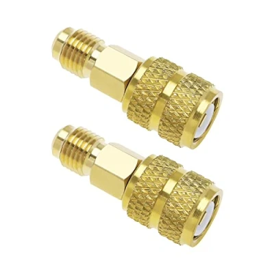 Abbildung von VGOL 2 Stück R410A gerade Schwenkadapter 1/4 Zoll männlich SAE auf 5/16 weiblich Messing Mini Split Adapter Schnellkupplungen für System Klimaanlagen