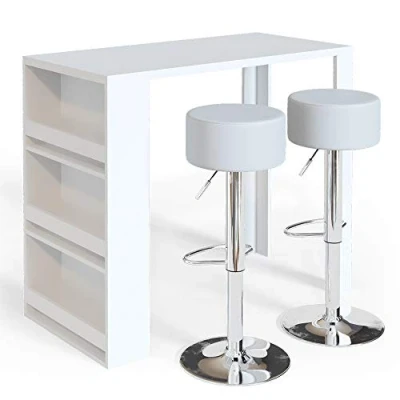 Abbildung von Vicco Bartisch, Weiß, 117 x 57 cm mit 2 Barhockern
