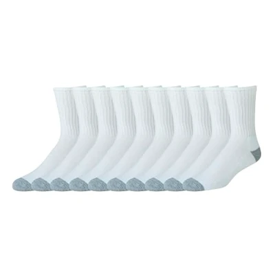 Abbildung von Amazon Essentials Herren Bequeme Crew Sportsocken Aus Gepolsterter, Atmungsaktiver Funktionsbaumwolle, 10 Paar, Weiß, 38.5 46