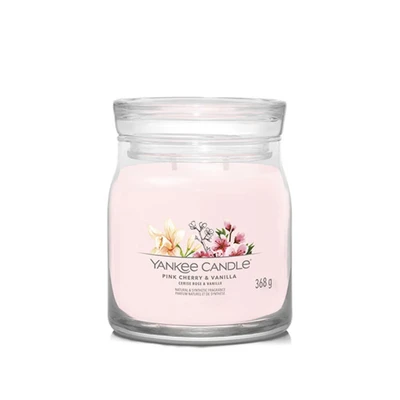Abbildung von Yankee Candle Signature Medium JAR Pink Cherry Vanilla Duftkerze, Größe: 368 g,
