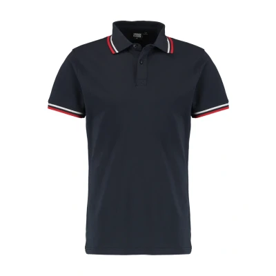 Abbildung von Urban Classics Herren Double Stripe Poloshirt Pullover, Blau (Navy/White/Fire Red 01243), Medium (Herstellergröße: M)