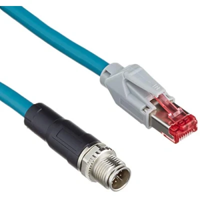 Abbildung von Delock Netzwerkkabel M12 8 Pin X kodiert zu RJ45 Stecker PVC 1 m