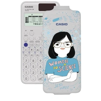 Abbildung von Casio FX 991SP CW, wissenschaftlicher Taschenrechner mit Jess Wade, illustriert von Coco Escribano, empfohlen für den spanischen und portugiesischen Lebenslauf, 5 Sprachen, mehr als 560 Funktionen,