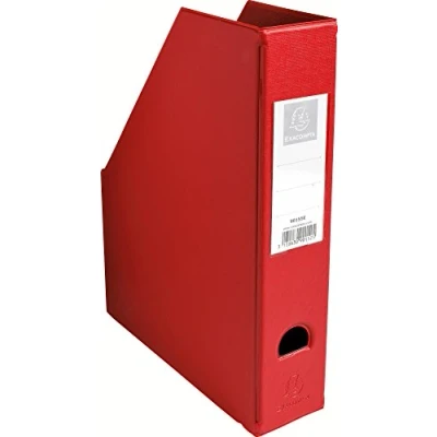 Abbildung von Exacompta 90155E Stehsammler aus stabilem Karton mit Kunststoffbezug für DIN A4 7cm Rückenbreite rot Rückenschild perfekt zur Aufbewahrung von Zeitschriften Katalogen
