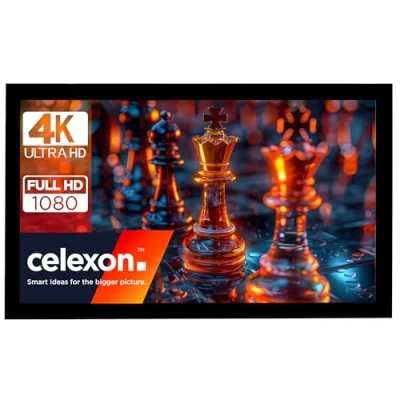 Abbildung von 110&quot; Zoll Rahmen Leinwand celexon Basic 16:9 240x135 cm schwarz 4K Full HD 3D Beamer mit Stecksystem, für Heimkino Projektionen und als Büro Zubehör zur Wandmontage