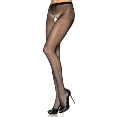 Abbildung von Leg Avenue 1905 Durchscheinend Nylon Strumpfhosen Mit Offenem Schritt, Einheitsgröße (EUR 36 40), Dessous Damen Reizwäsche