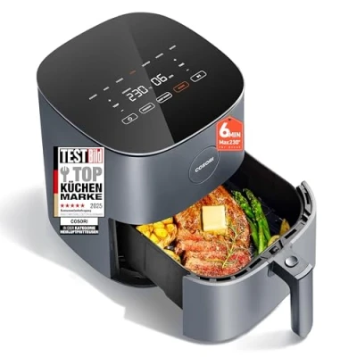 Abbildung von COSORI Airfryer, 7 in 1 Heissluftfritteuse, Max 230℃ &amp; 55dB leise Heißluftfritteuse, 100+ Rezpete, Hähnchen, Steak, Speck, Tiefkühlkost, 55% energiesparend, spülmaschinenfest