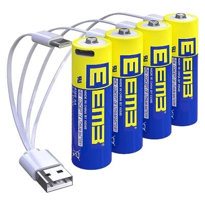 Abbildung von EEMB 1.5V AA Lithium Akkus 2600mWh Wiederaufladbare USB Typ C Ladekabel Ersatz Akku (4 Pack)