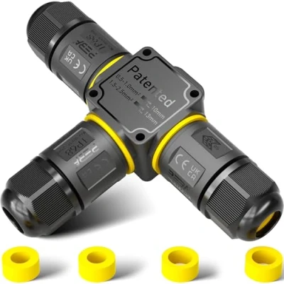 Abbildung von PEBA Kabelverbinder Wasserdicht 3 polig, Wege IP68 Wasserdichte 4 12 mm Kabeldurchmesser, Verteilerdose außen, Leiter, Verbindungsklemme mit Hebel für Outdoor, Abzweigdose Schwarz