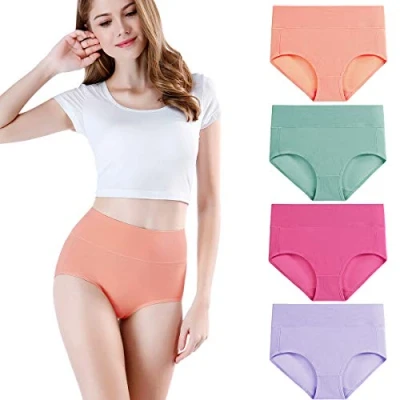 Abbildung von wirarpa Unterhosen Damen Baumwolle Frauen Unterwäsche Hohe Taille Slips Hoher Taillenslip 4er Pack Mehrfarbig Größe XXX Large (56/58)