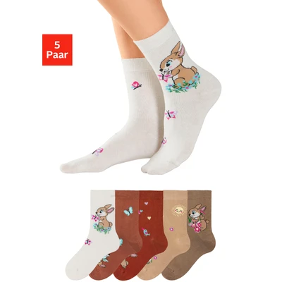 Abbildung von H.I.S Basicsocken, (Packung, 5 Paar), mit Hasen Motiven