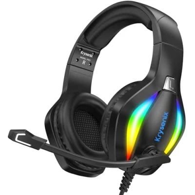 Abbildung von Krysenix PG1 RGB Gaming Headset für PS4/PC/Nintendo Switch/Xbox, PS5 mit Mikrofon, Kopfhörer Noise Cancelling 3.5mm Klinke Schwarz