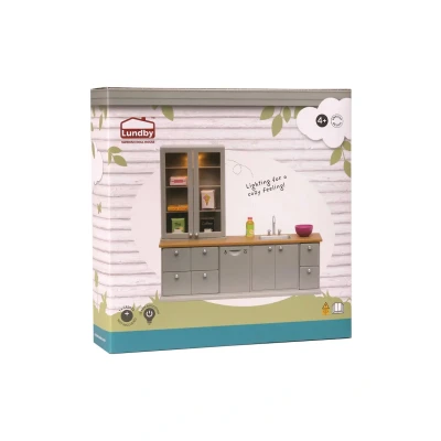 Abbildung von Lundby Puppenhaus Küche Puppenstubenmöbel Möbel Set 8 teilige Miniatur beleuchtete Zubehör Puppenmöbel Puppenhausmöbel 11cm Puppen 1:18
