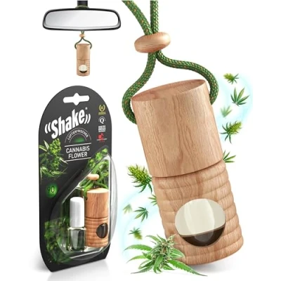 Abbildung von SHAKE Auto Duft (4 x 4,5ml) Natürlicher Lufterfrischer Parfüm Aufhänger mit ätherischen Ölen Diffuser Innenraum Air Refresher: Cannabis Flower