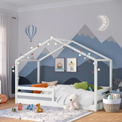 Abbildung von Bellabino Kinderbett Abia (90x200 cm weiß), bodentiefes