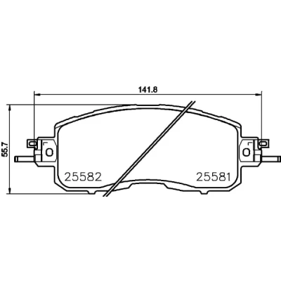 Abbildung von HELLA 8DB 355 023 321 Bremsbelagsatz mit integriertem Verschleißwarnkontakt NISSAN: Leaf I, Altima