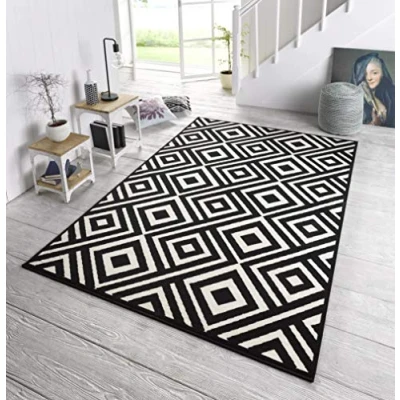 Abbildung von HANSE Home Teppich &quot;Art&quot;, rechteckig, Kurzflor Rauten Motiv, Velour Haptik, Robust, Pflegeleicht, Gekettelt
