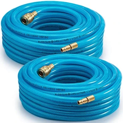 Abbildung von Deuba Druckluftgeräte Set, 2x Druckluftschlauch 15m PVC Schnellkupplung 15 bar 1/4&quot; Anschluss Ø