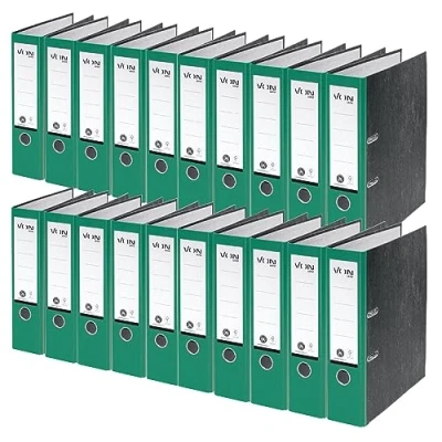 Abbildung von VON Leitz Ordner A4, 20er Pack, 100 % Recyclingpapier, 80 mm Rückenbreite, Für 600 Blatt, Blauer Engel &amp; FSC zertifiziert, Schule, Studium Zuhause, Grün, 10530055