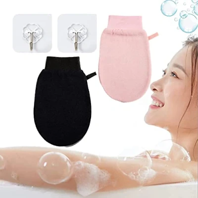 Abbildung von Yagerod Cheekyglo Exfoliating Glove, Cheeky Glow Body Scrubber Dead Skin Mitt, Gloves for to Remove (Black+Pink)