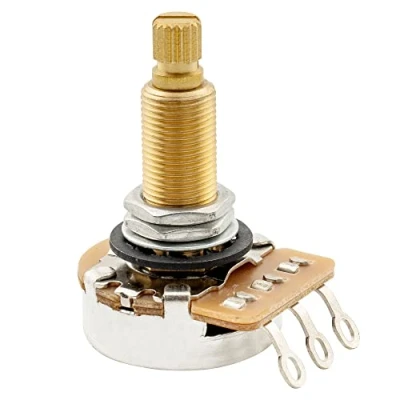 Abbildung von Musiclily Pro HD A1M Messing Metrisch Grob 18 Zähne Long Split Shaft Poti Audio Taper Potentiometer für E Gitarre und Bass