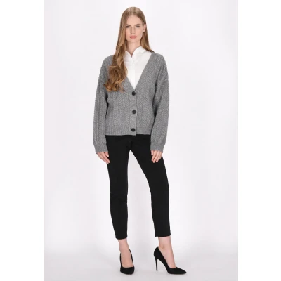 Abbildung von Strickjacke SCHMUDDELWEDDA XS/S / Grau Melange 52% Acrylic 25% Polyesteramide 23% Polyester