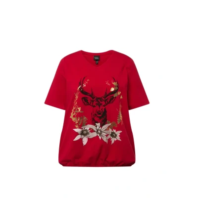 Abbildung von Ulla Popken DEER Tshirt print, Damen, Größe: 42/44, Salsa