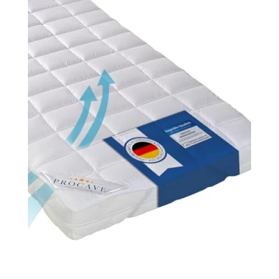 Abbildung von PROCAVE Matratzenschoner 90x200 cm Micro Comfort Matratzenbezug Matratzentopper atmungsaktive Matratzenauflage Made in Germany Matratzenschutz mit Eckgummis Weiß
