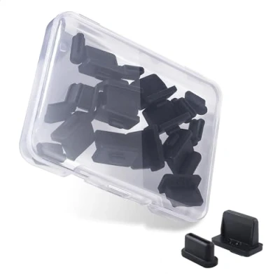 Abbildung von Cable Matters Combo Pack USB C und Port Abdeckungen 10x A &amp; in Schwarz (USB Staubschutz, Kappen, Anti Schutzstöpsel)