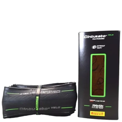 Abbildung von Pirelli Unisex Erwachsene CINTURATO Velo Tubeless Ready Rennrad Reifen, Black/Green, 32 622
