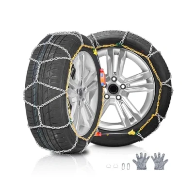 Abbildung von VEVOR Schneeketten Reifenketten aus Mangan legierter Stahl, Notfall Traktionsketten, 2 Stk. 610/685mm Universal Auto Schwerlast Notfallzugketten für Autos Pickups SUVs Lkws, Silber