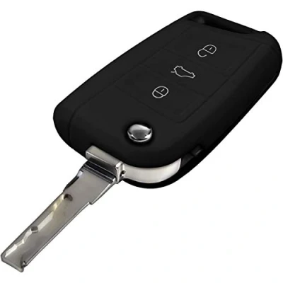 Abbildung von PhoneNatic Silikon Schlüssel Hülle kompatibel mit der VW Golf 7 / Octavia 3 Tasten Fernbedienung in schwarz Klappschlüssel Key