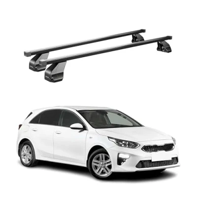 Abbildung von Menabo Stahl Gepäckträger Dachträger kompatibel mit Kia Ceed 2018 2024 Schwarz 2tlg