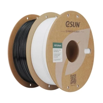 Abbildung von eSUN PETG Basic Filament 1.75mm, Hohe Zähigkeit, 1KG (2.2 LBS) pro Spule, 2 Rollen Druckmaterial für 3D Drucker, Schwarz + Weiß