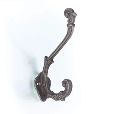 Abbildung von Antikas Vintage Kleiderhaken handgefertigtes Eisen 17 x 7 cm grau meliert Garderobenhaken antik