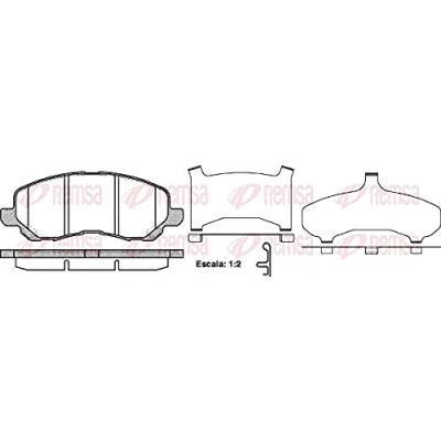 Abbildung von REMSA 0804.31 Bremsbelagsatz Vorderachse inkl. Verschleißwarnkontakt mit Klebefolie Zubehör, Feder MITSUBISHI: ASX SUV, OUTLANDER 3