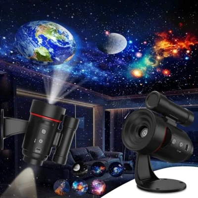 Abbildung von Sternenhimmel Projektor,Wiederaufladbar HD Galaxy Projector mit 2000mAh Akku,Wandmontage Planetarium Projektor,360Drehung Sternenprojektor Skylight Nachtlicht für Kinder Zimmer Deko