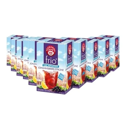 Abbildung von Teekanne frio Johannisbeere Zitrone, 18 Teebeutel Kaltaufguss Sommertee 10er Pack