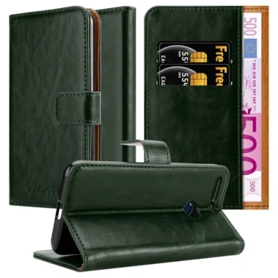 Abbildung von Cadorabo Hülle kompatibel mit Honor 8 PRO aus Premium Kunst Leder Flip Klappbare Stoßfeste Magnetische [Standfunktion] [Kartenfächern] Cover für Tasche in Grün