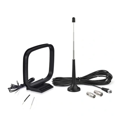 Abbildung von Bingfu UKW Teleskopantenne mit Magnetfuß und AM Loop Antenne kompatibel Indoor Digital Radio Bluetooth Stereo Empfänger AV Audio Vedio Heimkino Tuner