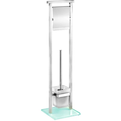 Abbildung von WENKO WC Garnitur &quot;Debar&quot;, aus Edelstahl Glas, Stand