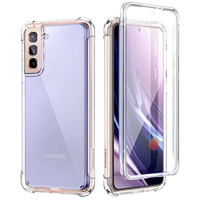 Abbildung von SURITCH für Samsung S21 Hülle Schutzhülle 360 Stoßfest Transparent Front Und Rückenschutz Handyhülle mit Kameraschutz TPU Bumper Eingebautem Displayschutz Galaxy 5G 6,2 Zoll (Klar)