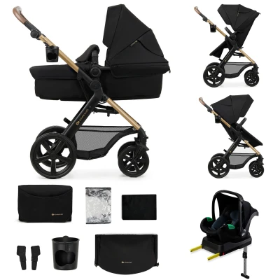 Abbildung von Kinderkraft MOOV2 Kinderwagen 4 in 1 Kinderwagenset bis 26 kg mit Kindersitz I SIZE 40 75 cm, Buggy Funktion, Liegeposition verstellbar, Große ausziehbare Verdeck, Eva Schaum Räder, Schwarz