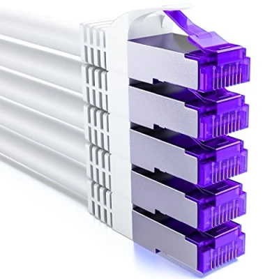 Abbildung von deleyCON 5x 0,5m CAT7 Netzwerkkabel 10 Gigabit Kurzes 50cm RJ45 Patchkabel Ethernet Kabel (Kupfer, SFTP PiMF Schirmung) LAN DSL Switch Modem Router Patchpanel CAT6 CAT5 Weiß