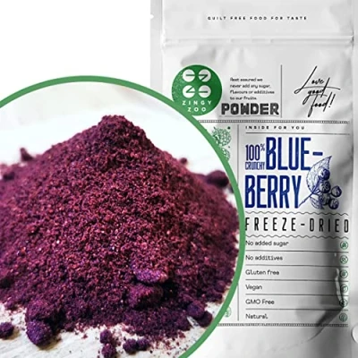 Abbildung von Getrocknete Heidelbeeren in Pulver XL 300g Vaccinium Myrtillus Heidelbeerpulver Gefriergetrocknete Früchte Wilde Blaubeeren Heidelbeer Fruchtpulver Gefriergetrocknet Freeze Dried Blueberry