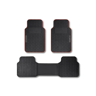 Abbildung von Sparco SPCF500RD 3er Set Universal Teppiche mit Heckbrücke für Automodell F500, Farbe Schwarz / Rot.