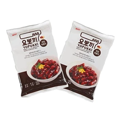Abbildung von Yopokki Reiskuchen Doppelpack Jjajang im Beutel Korean Instant Rice Cake Pouch Tteokbokki koreanische Schwarze Bohnen OG ASIA 2x 120g